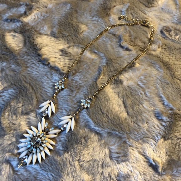 Ice Blue, Ivory and Gold Necklace - Picture 3 of 6